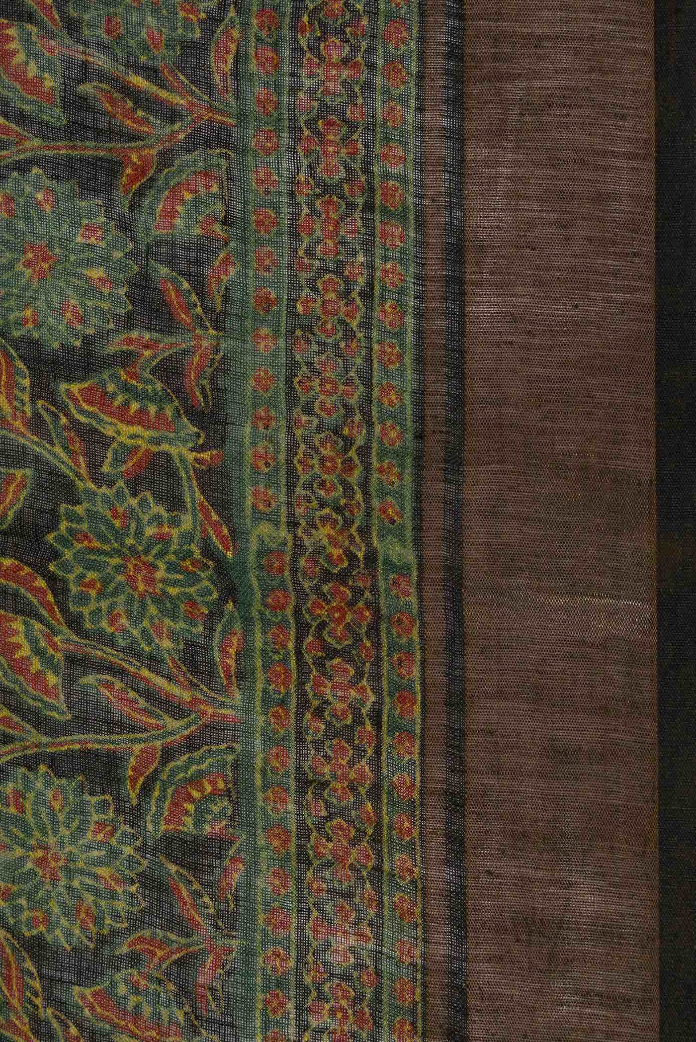 Black Linen Cotton Saree