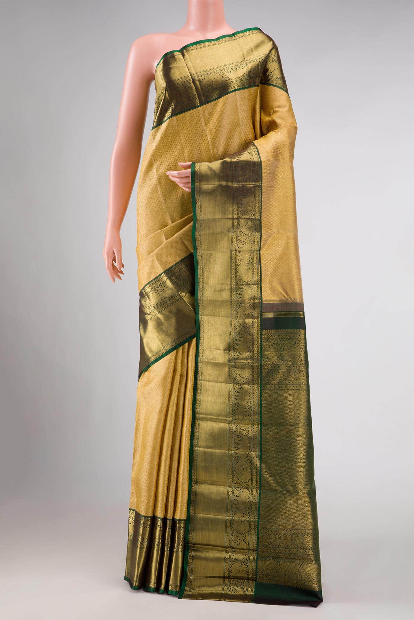 Pure Silk Pure Zari Gold Kanchipuram Saree