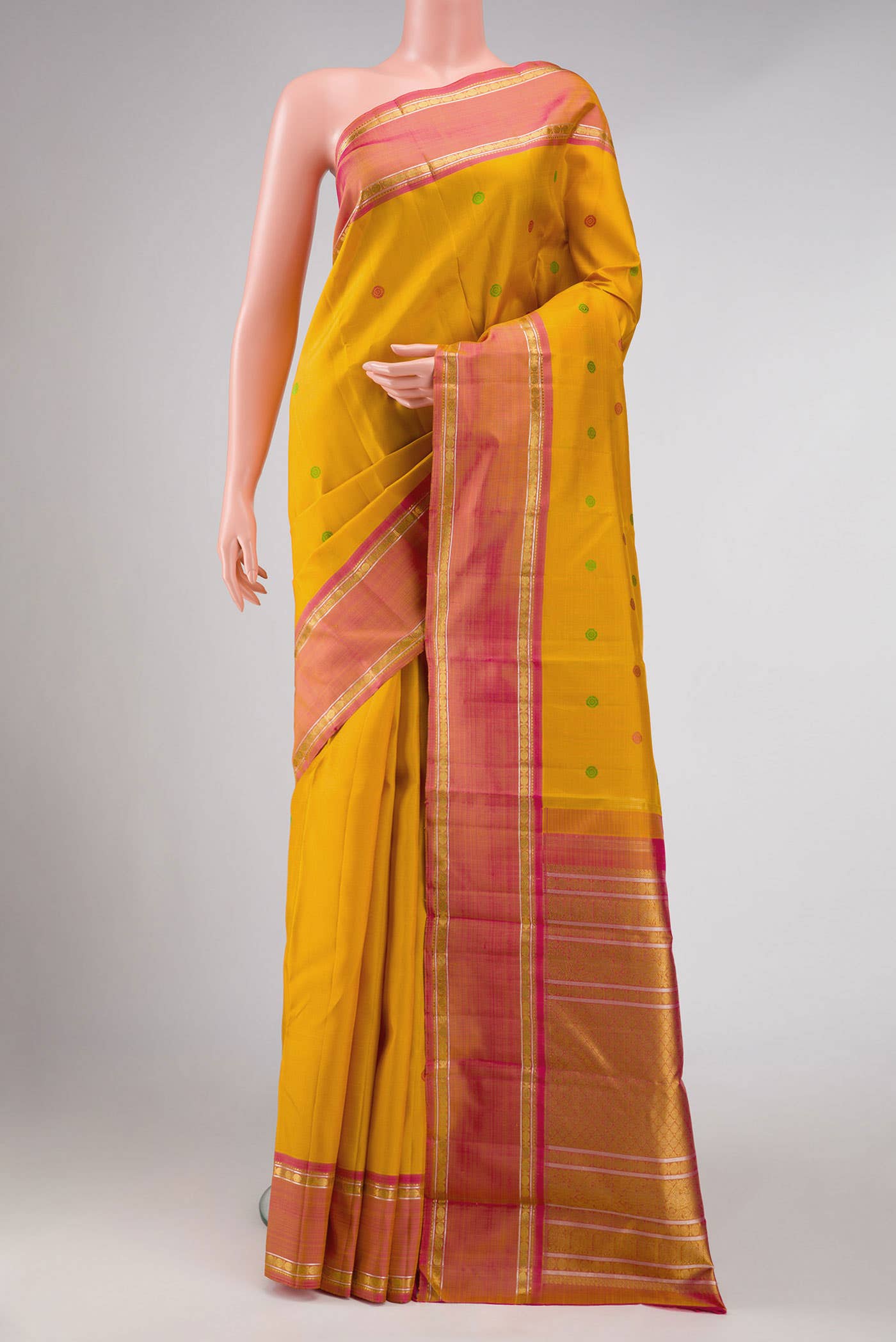 Pure Silk Pure Zari Mustard Kanchipuram Saree