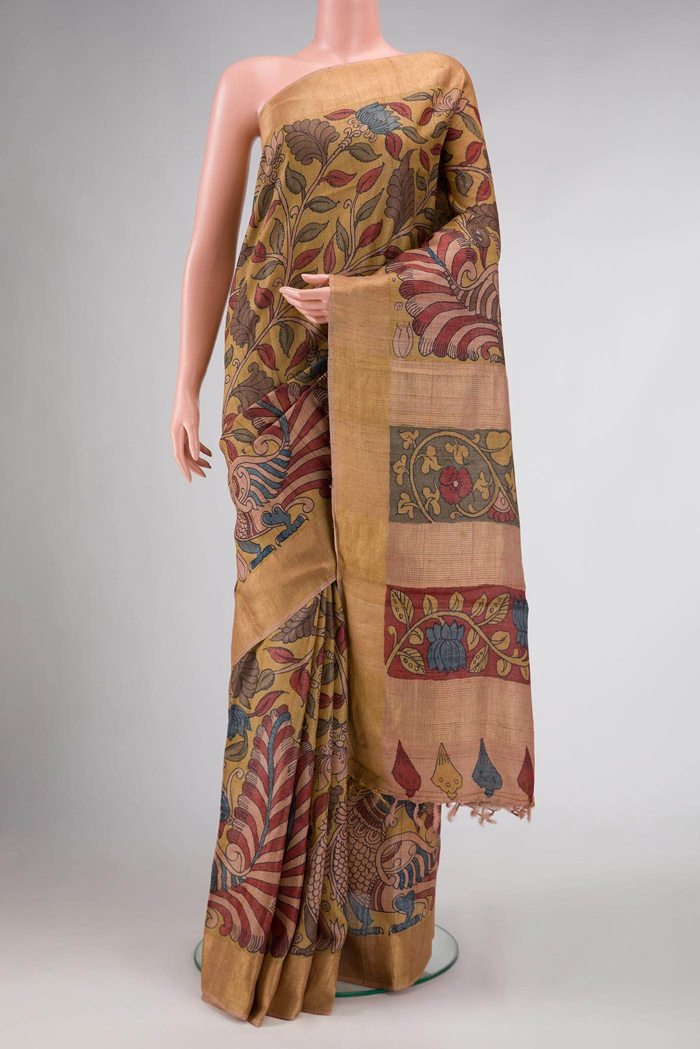 Sandal Tussar Silk Saree