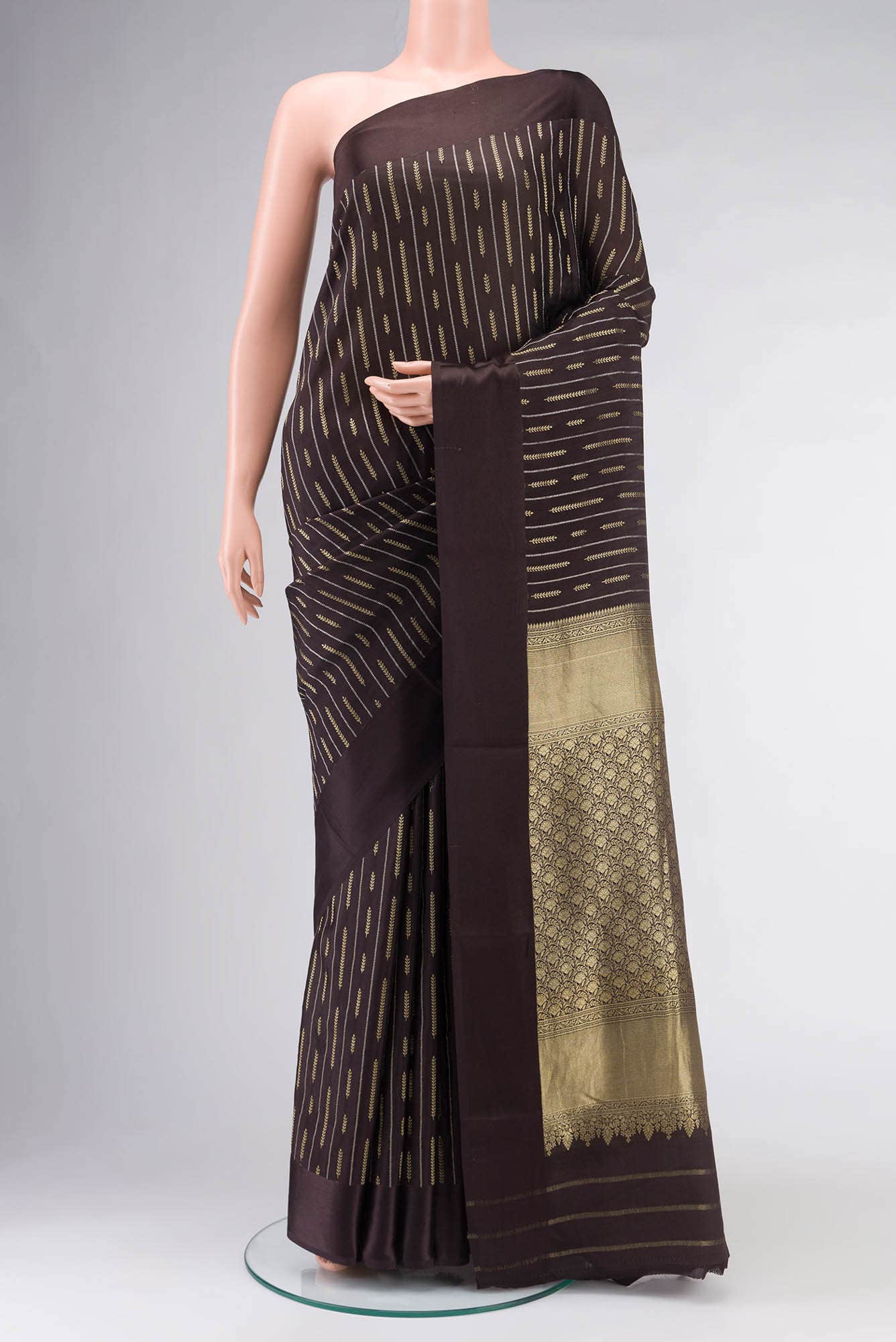 Brown Mysore Crepe Saree