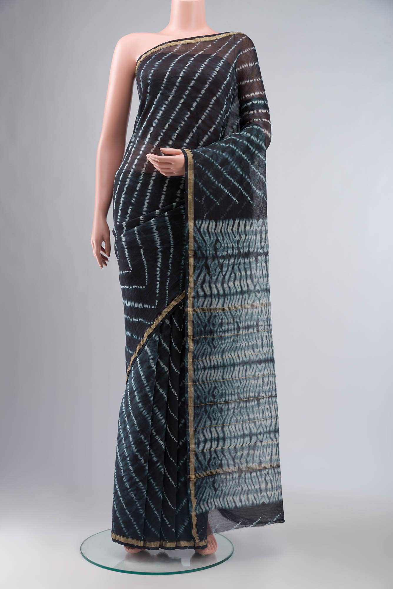 Grey Chanderi Silk Cotton Saree