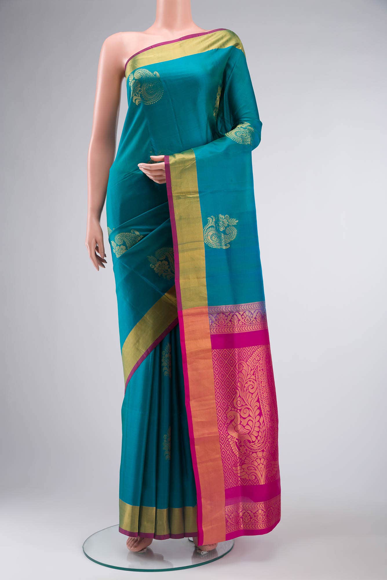 Turquoise Soft Silk Saree