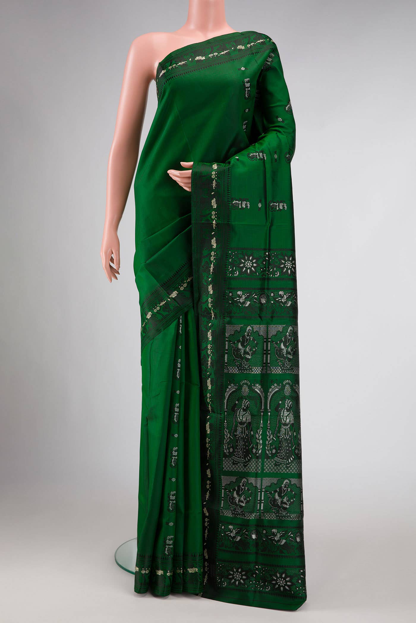 Green Dual Tone Baluchari Silk Saree