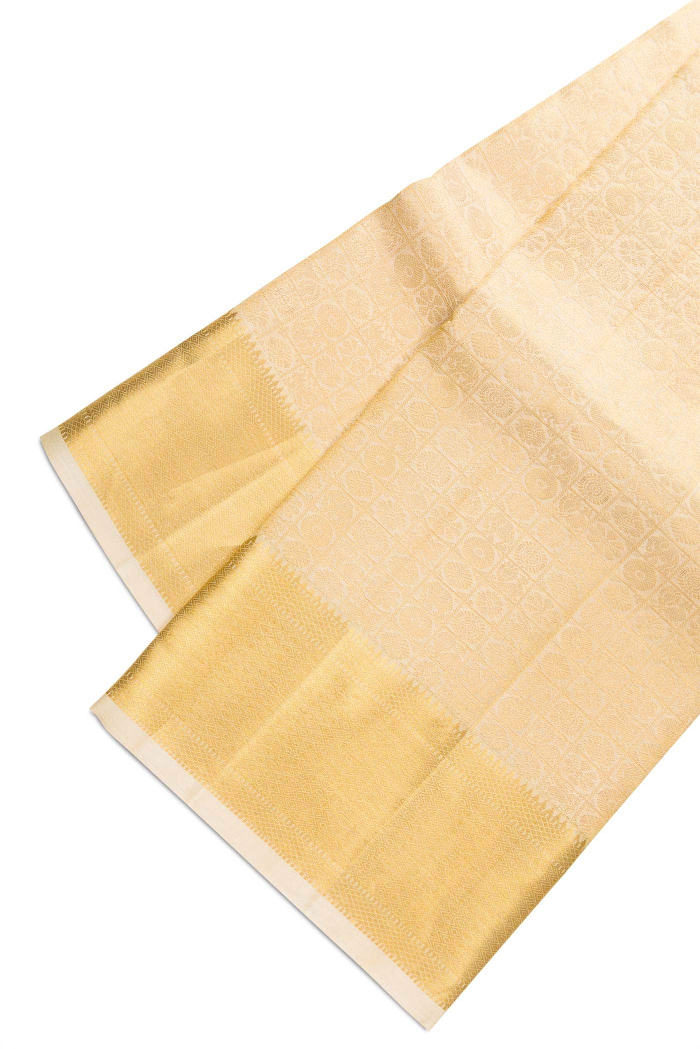 Gold Silk Dhoti With Angavastram (8X4) Muzham