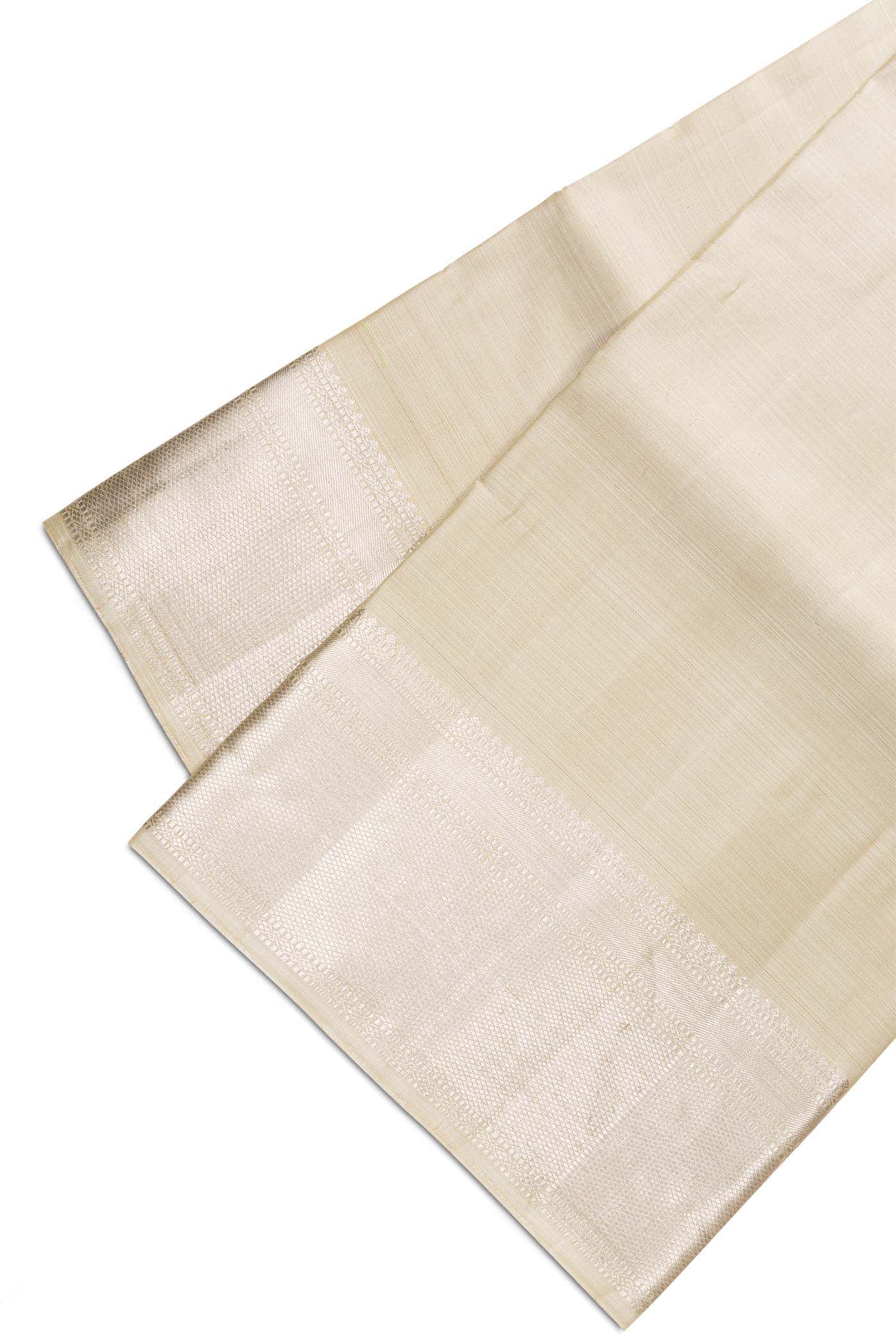 Beige Silk Dhoti With Angavastram (8X4) Muzham
