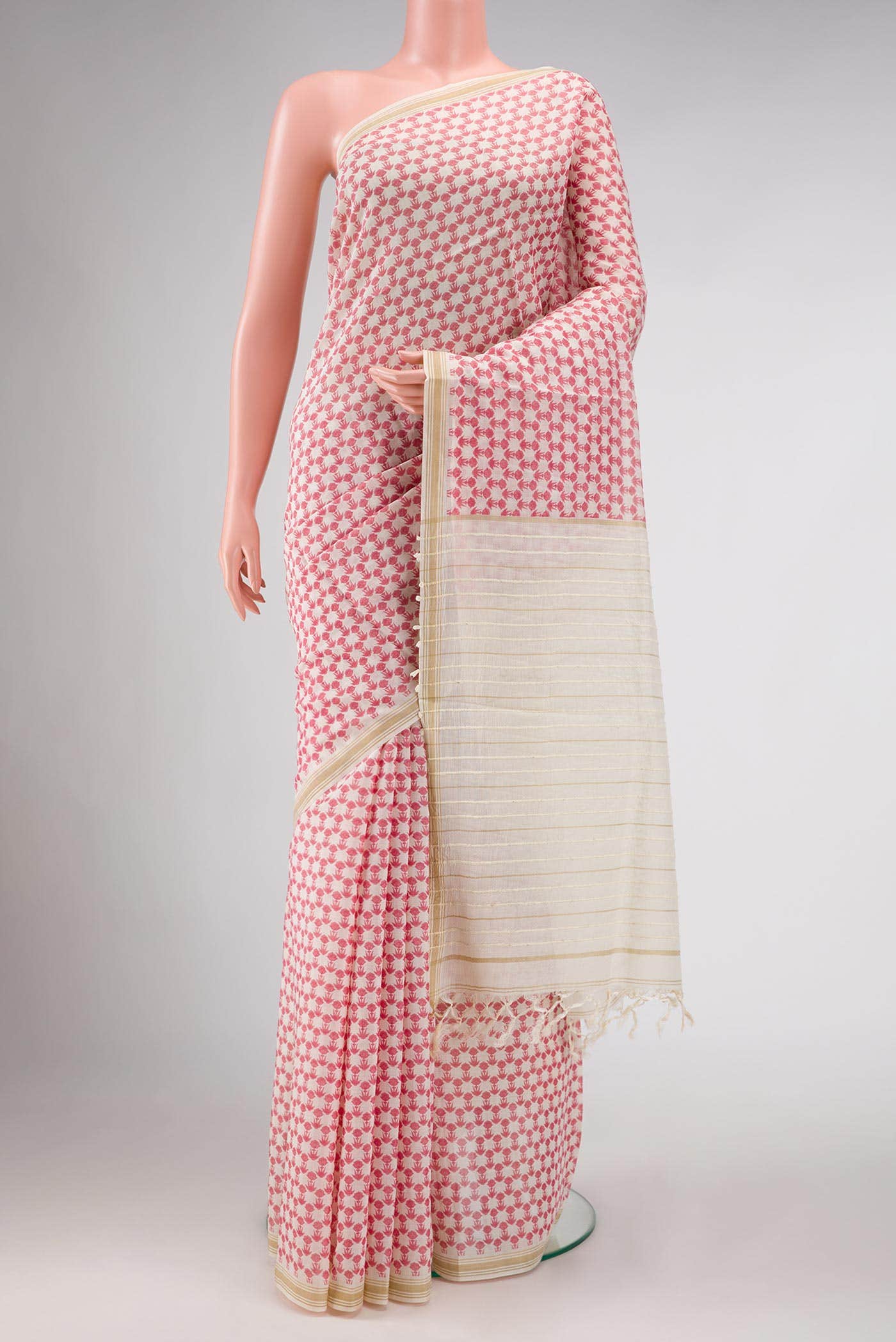 Pink Tussar Silk Saree