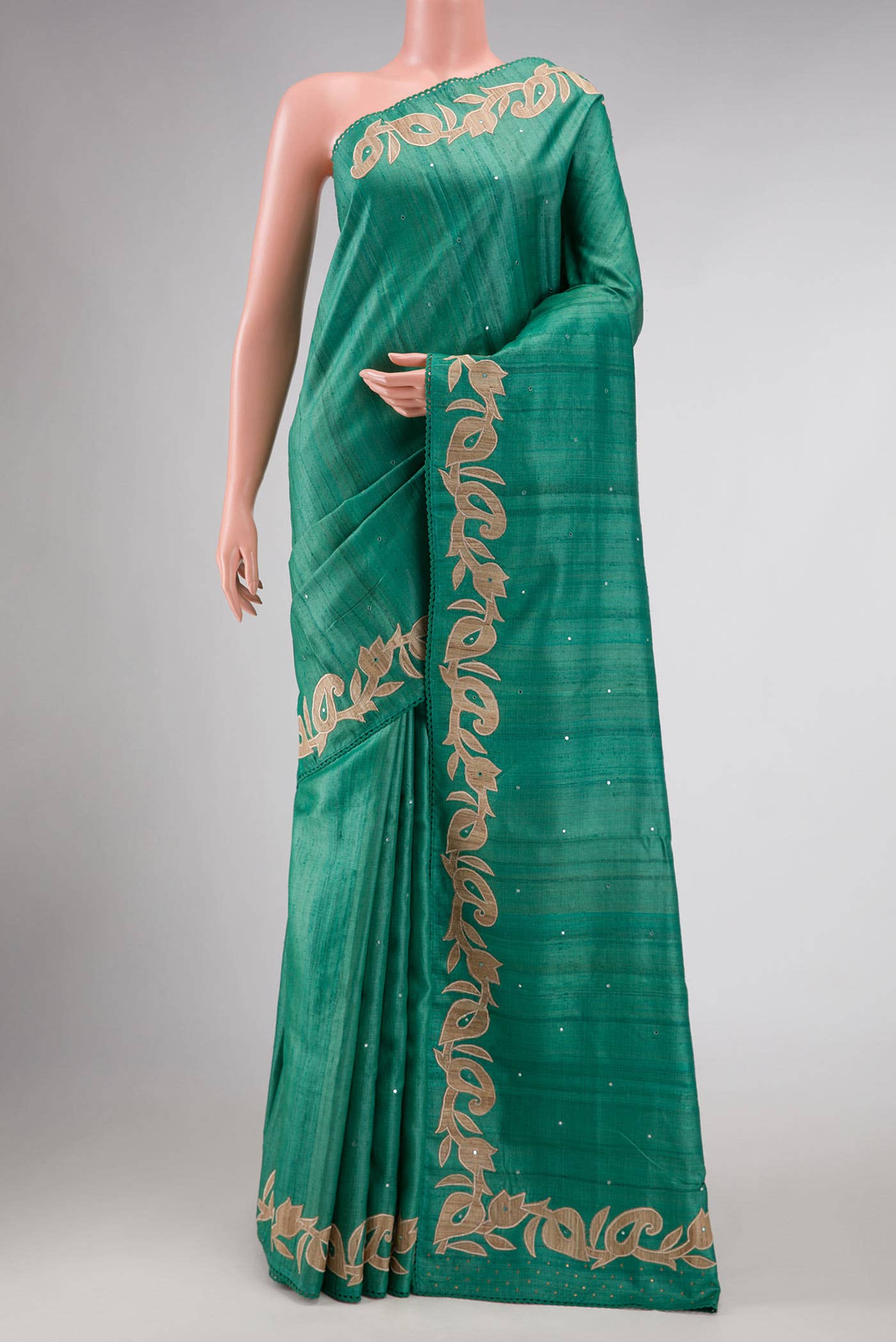 Green Dual Tone Tussar Silk Saree