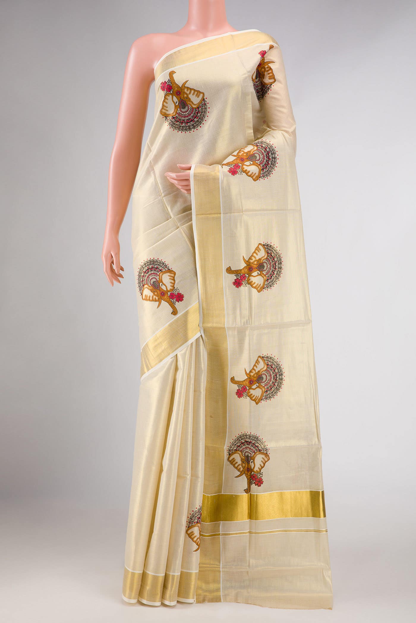 Gold Kerala Cotton Saree