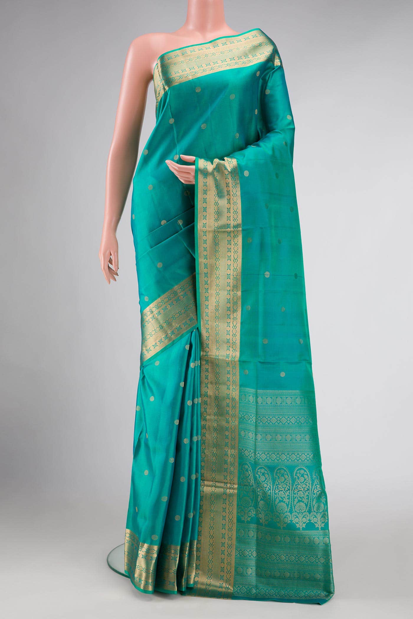 Green Dual Tone Soft Silk Saree