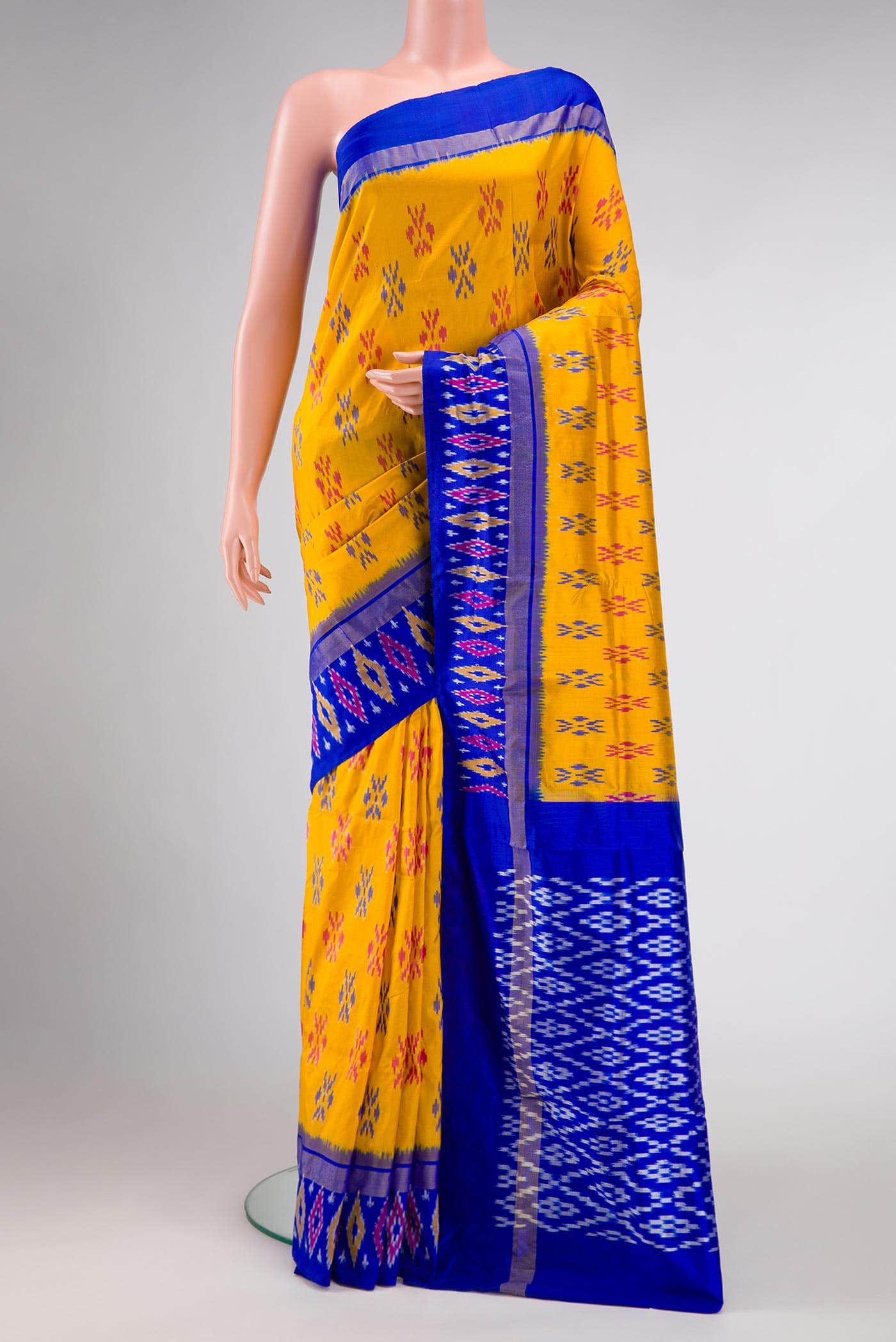Mustard Dual Tone Pochampally Silk Saree