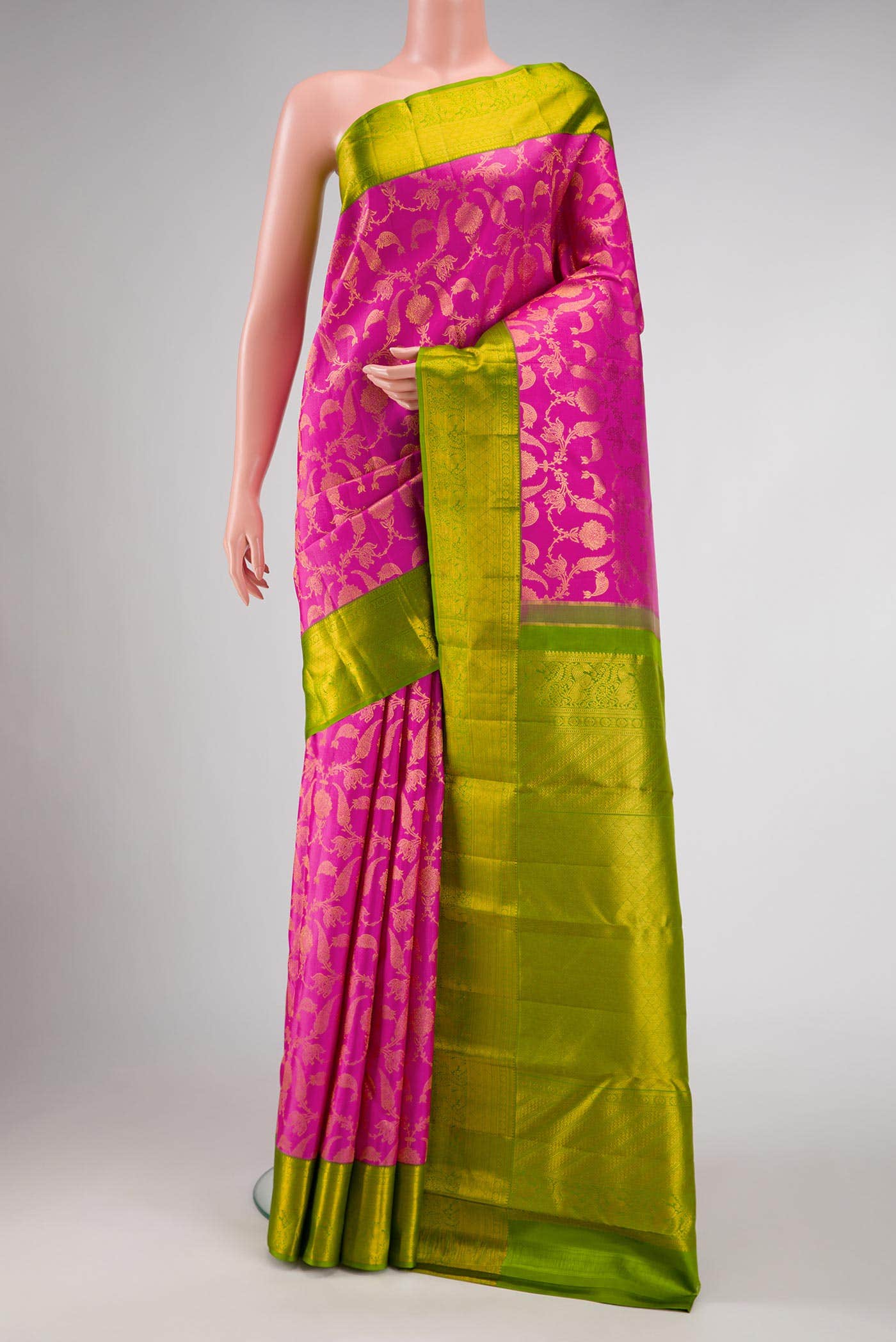 Pink Dual Tone Kanchipuram Silk Saree