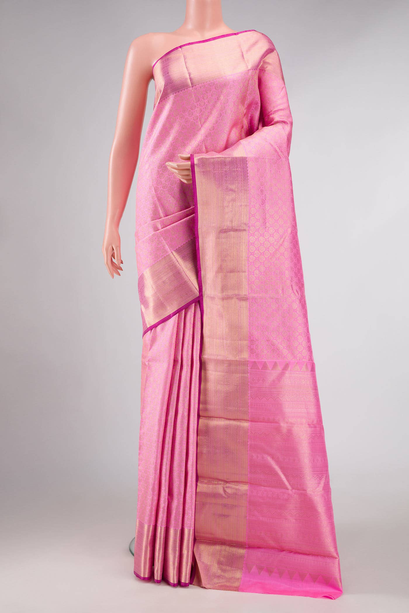 Pink Dual Tone Kanchipuram Silk Saree
