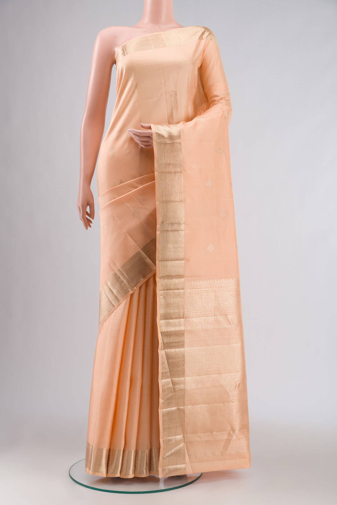 Peach Kanchipuram Silk Saree