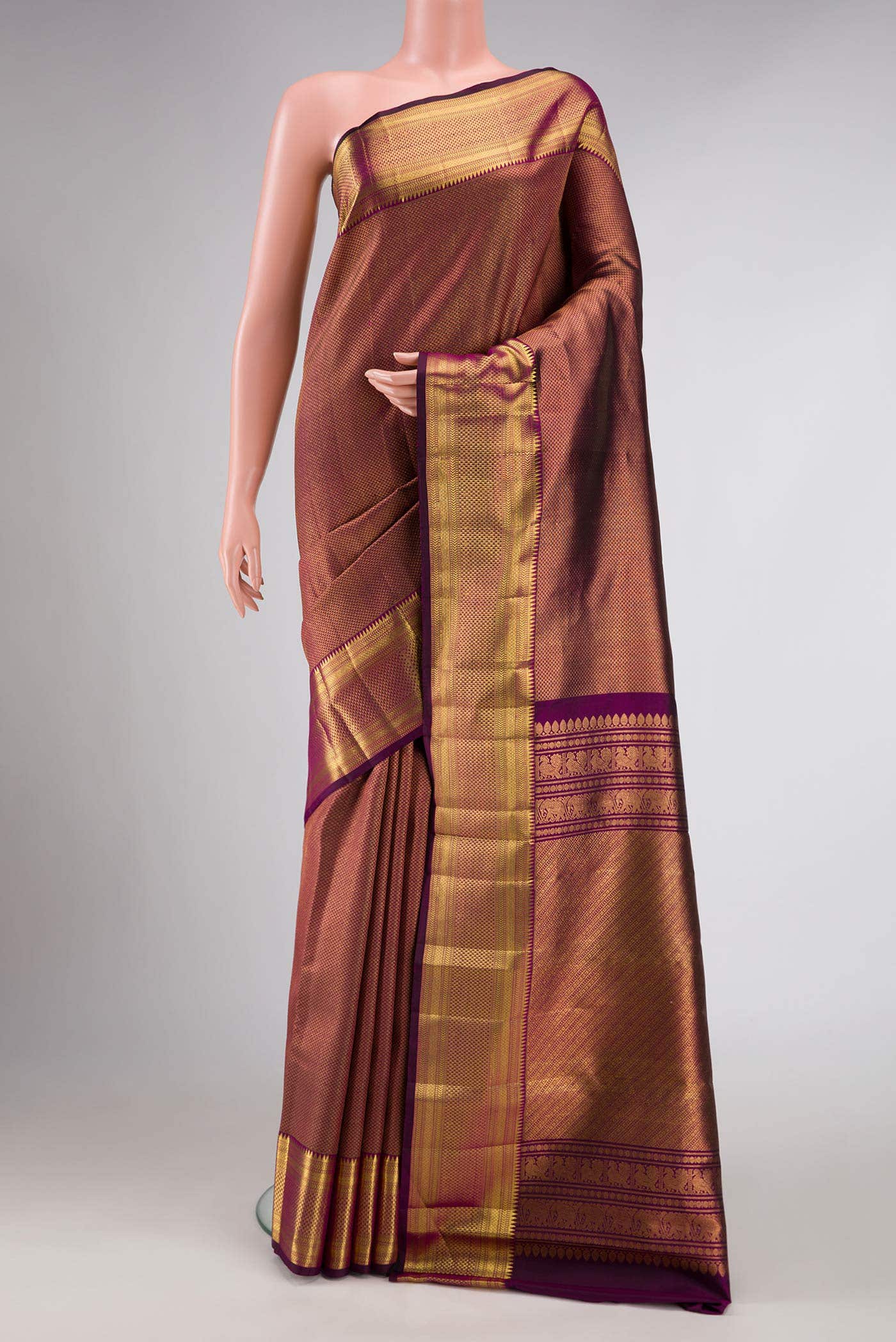 Magenta Dual Tone Kanchipuram Silk Saree