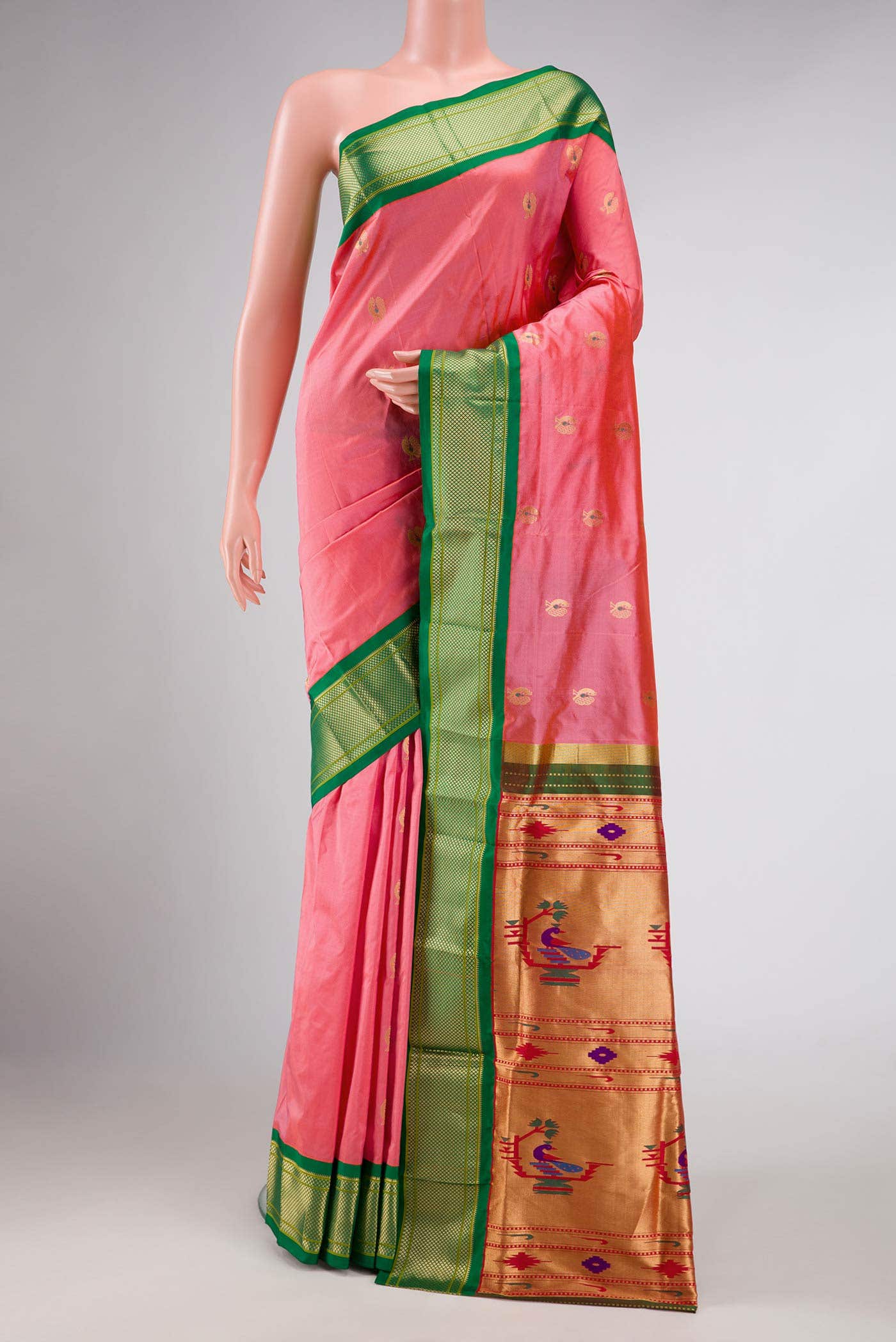 Pink Dual Tone Paithani Silk Saree