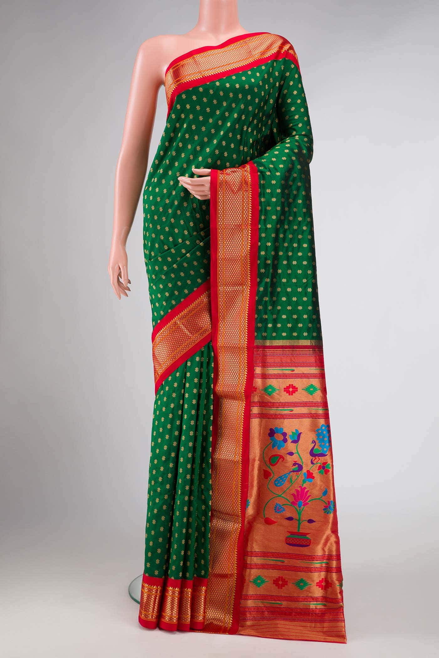 Green Dual Tone Paithani Silk Saree