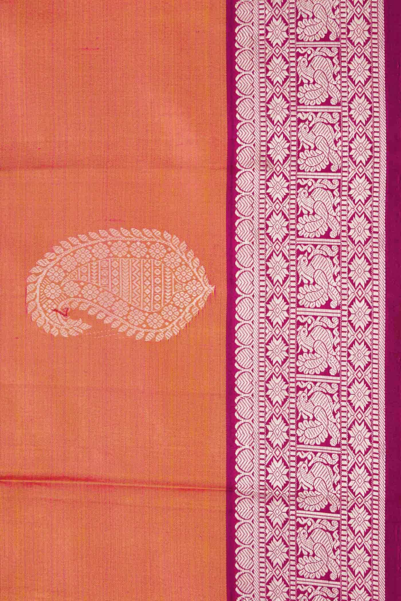 Coral Dual Tone Kanchipuram Silk Saree