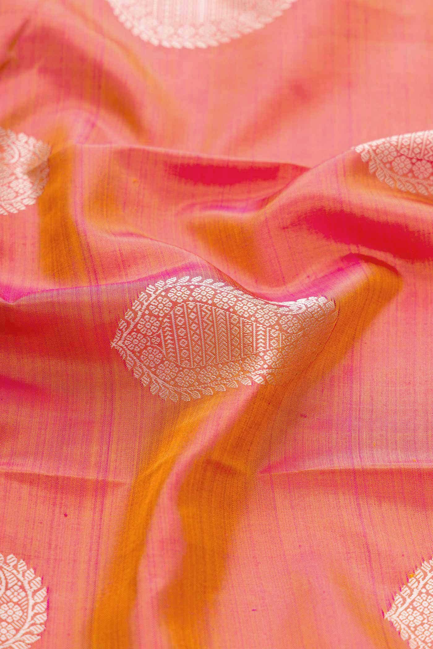 Coral Dual Tone Kanchipuram Silk Saree