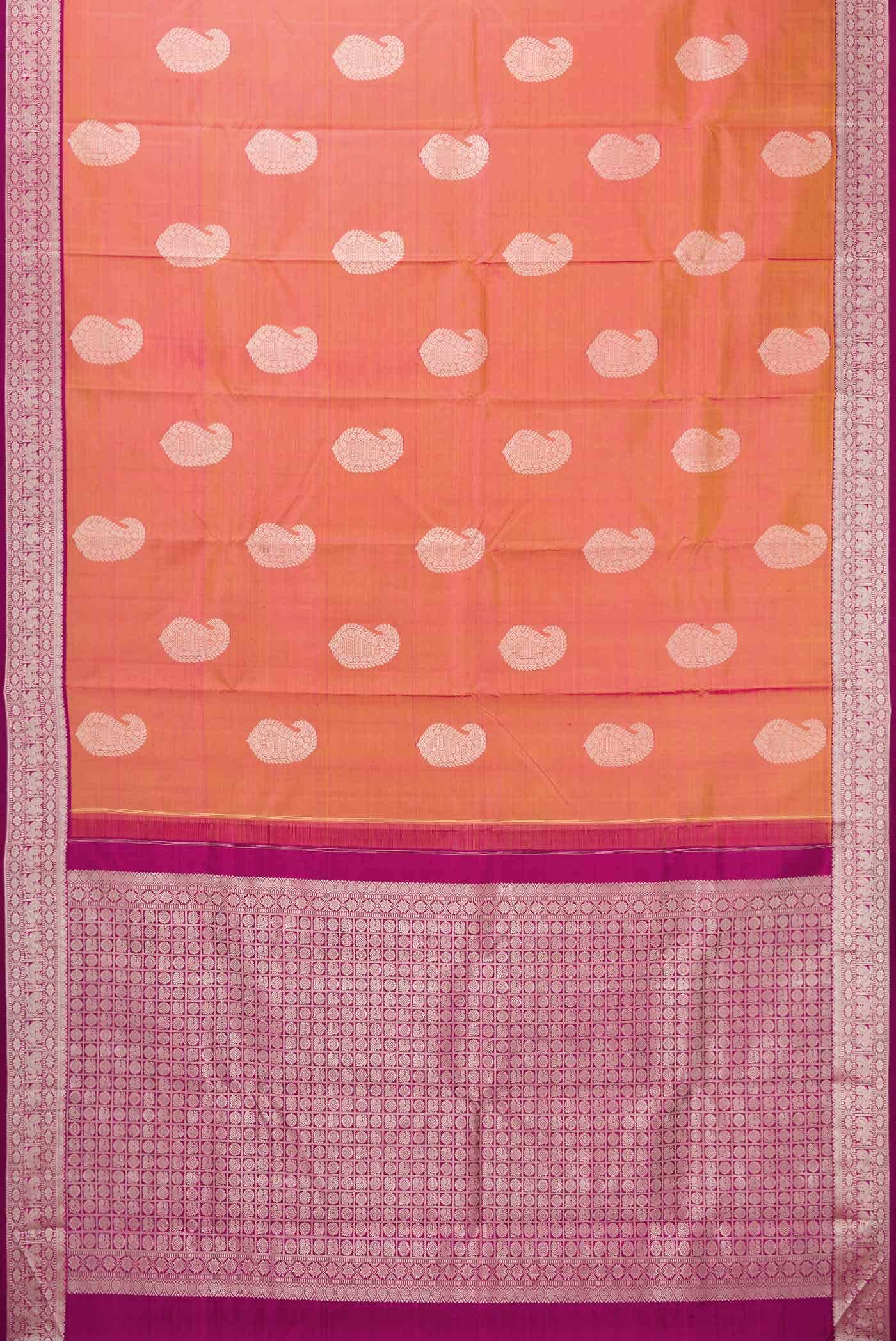 Coral Dual Tone Kanchipuram Silk Saree