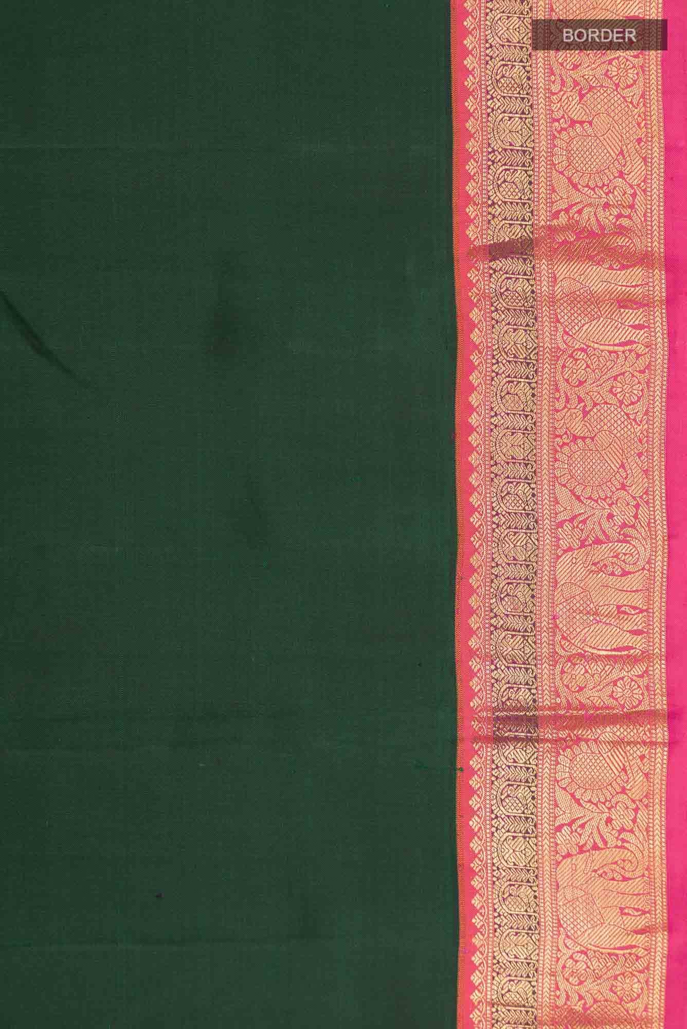 Bottle Green Kanchipuram Silk Saree
