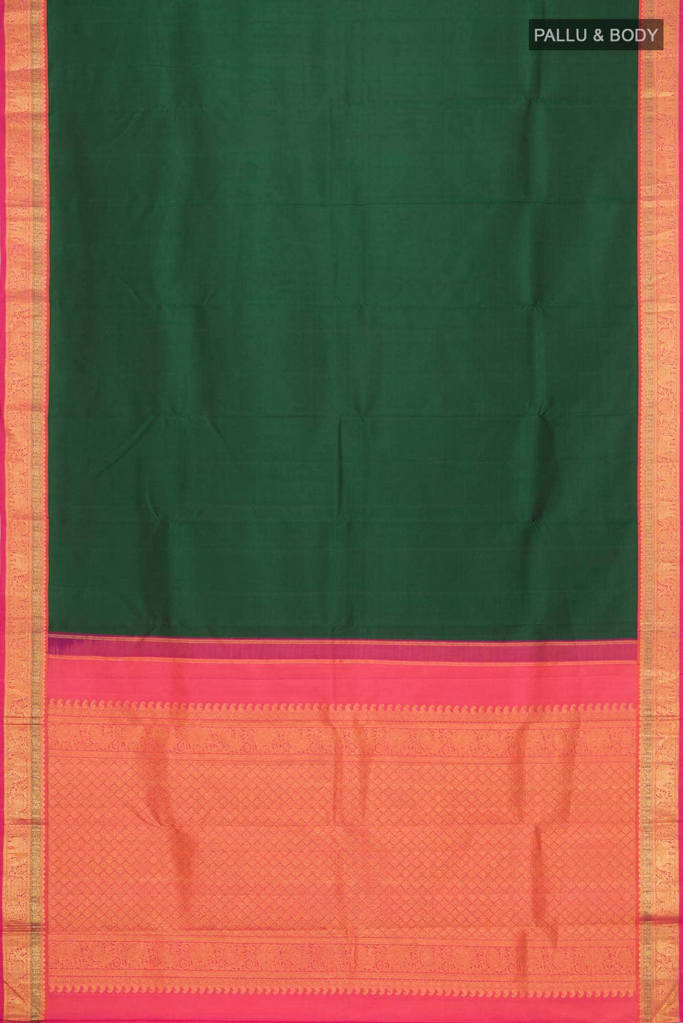 Bottle Green Kanchipuram Silk Saree