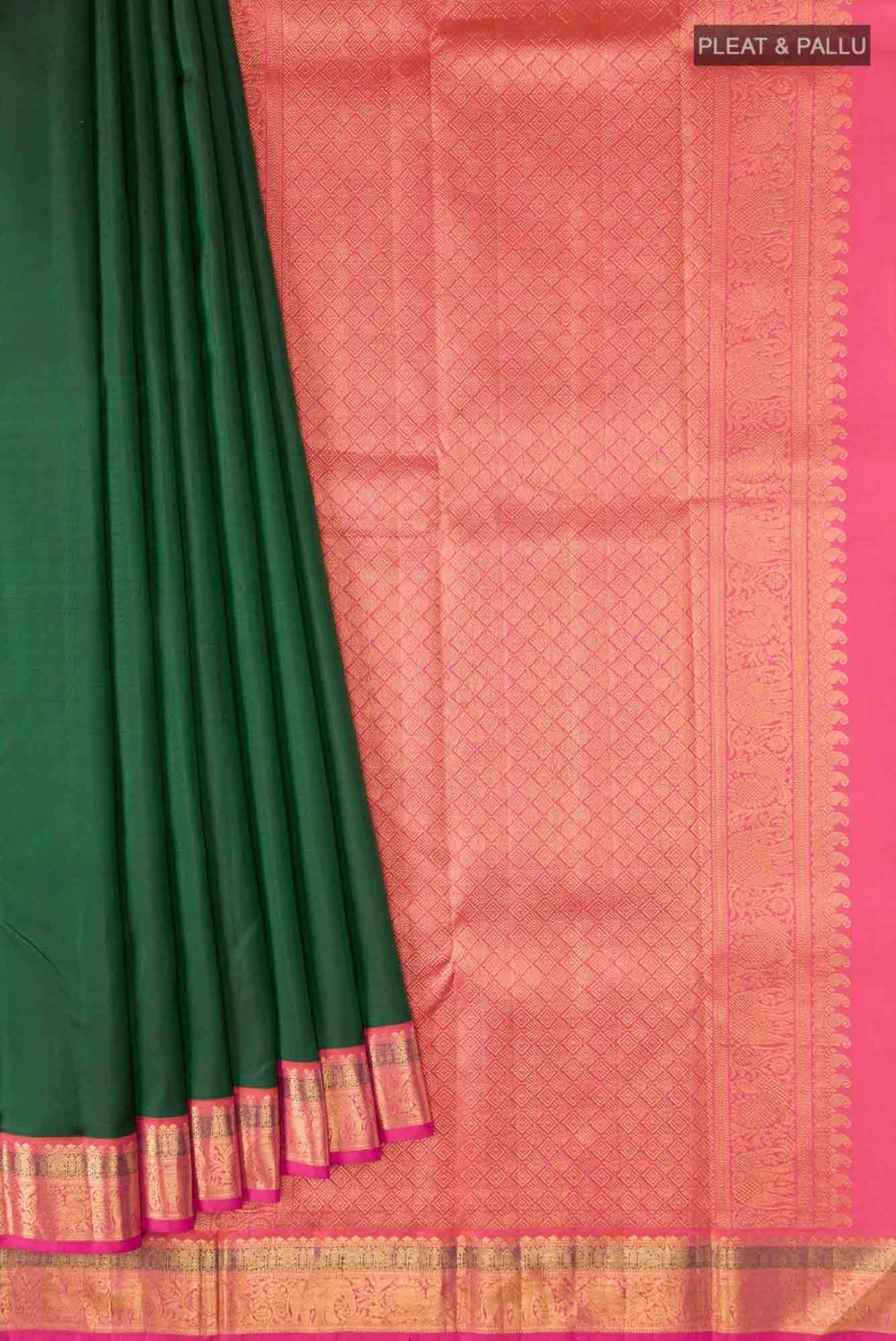Bottle Green Kanchipuram Silk Saree