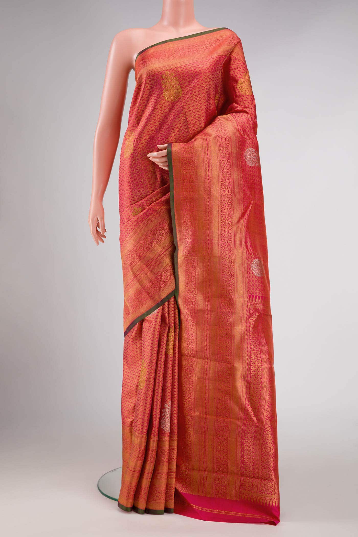 Pink Dual Tone Kanchipuram Silk Saree