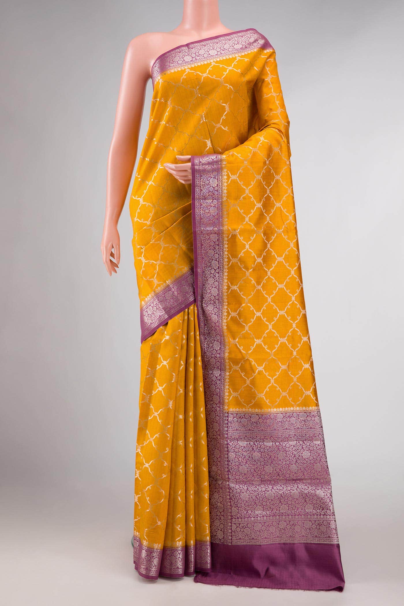 Yellow Dual Tone Tussar Silk Saree