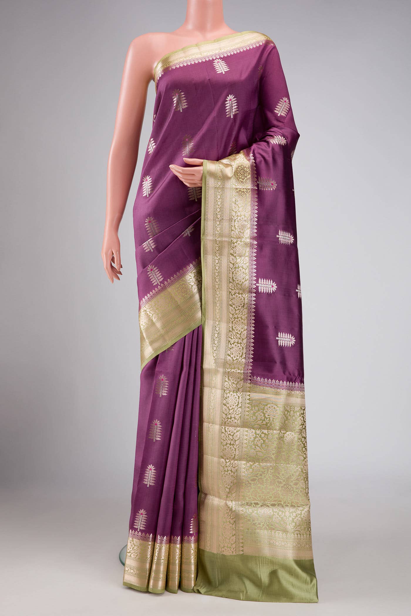 Burgundy Dual Tone Tussar Silk Saree