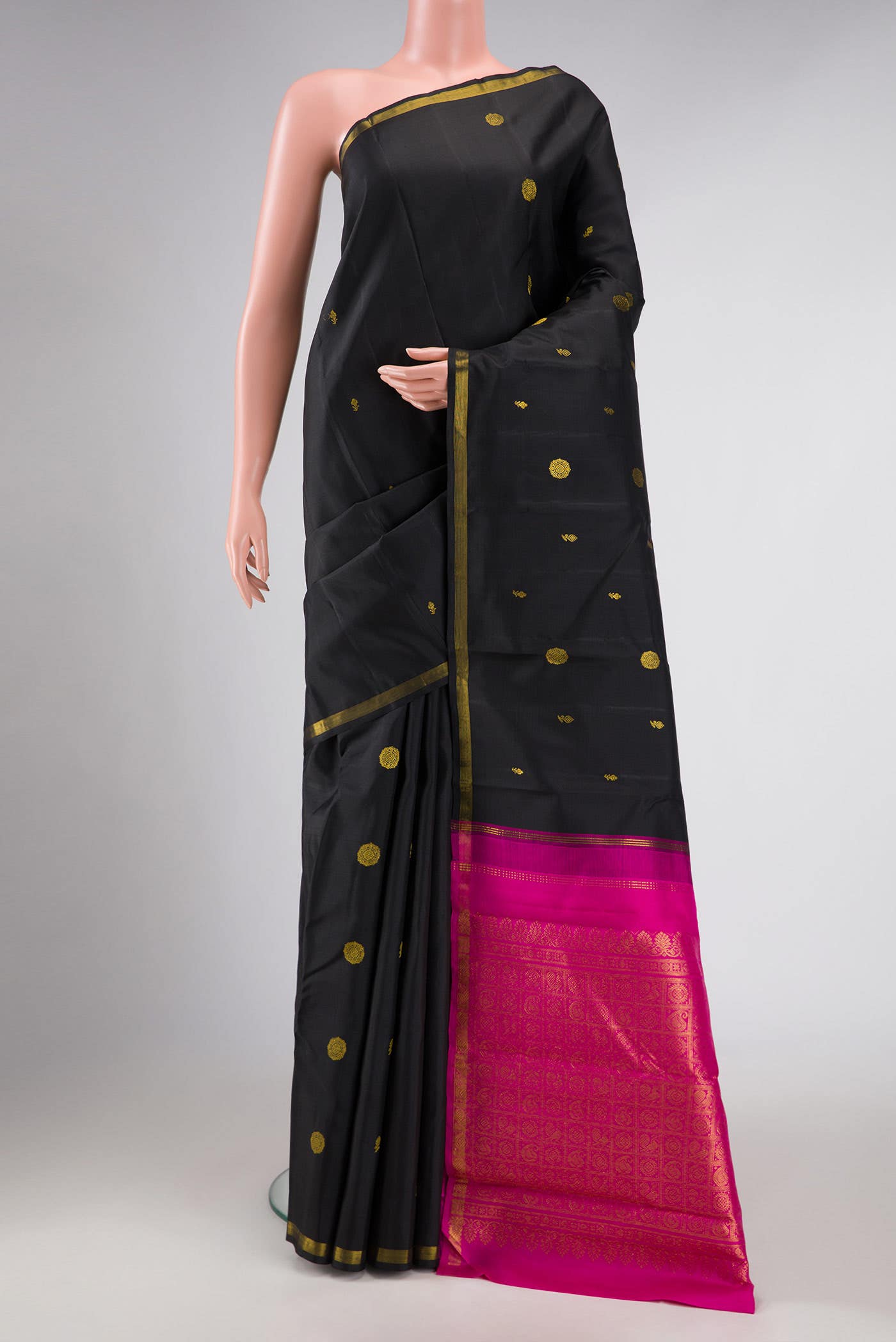 Pure Silk Pure Zari Black Kanchipuram Saree