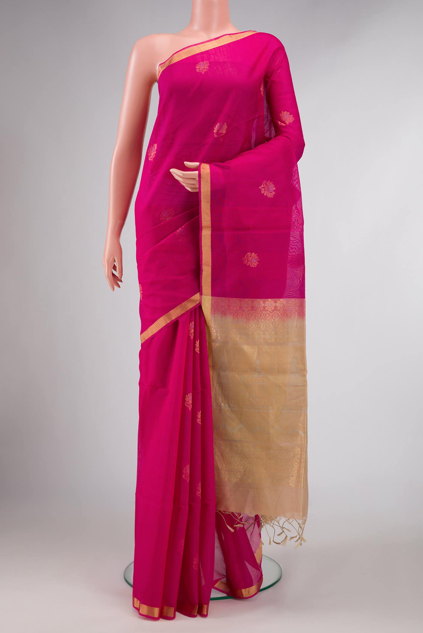 Pink Dual Tone Silk Cotton Saree
