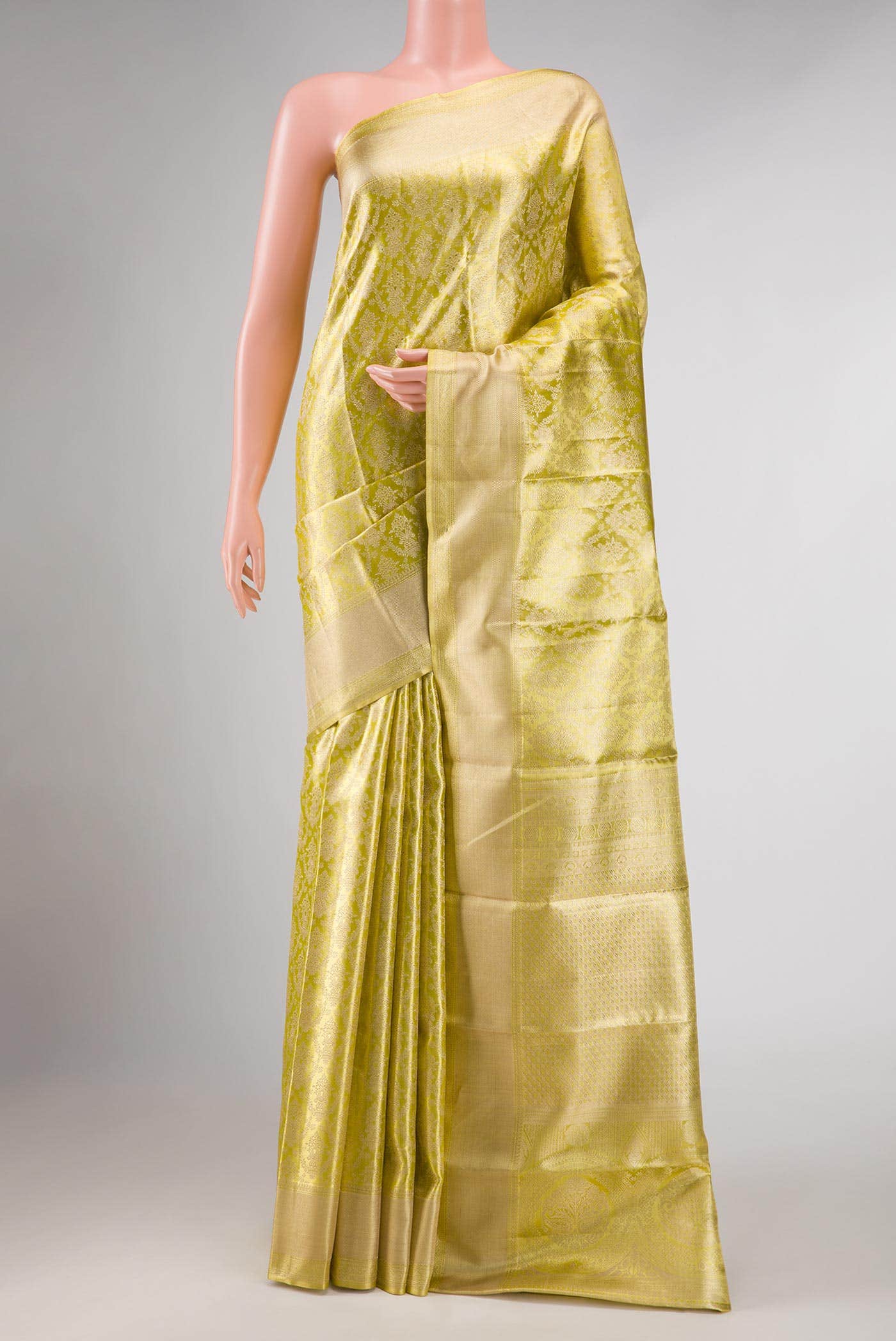 Gold Dual Tone Kanchipuram Tissue Silk Saree