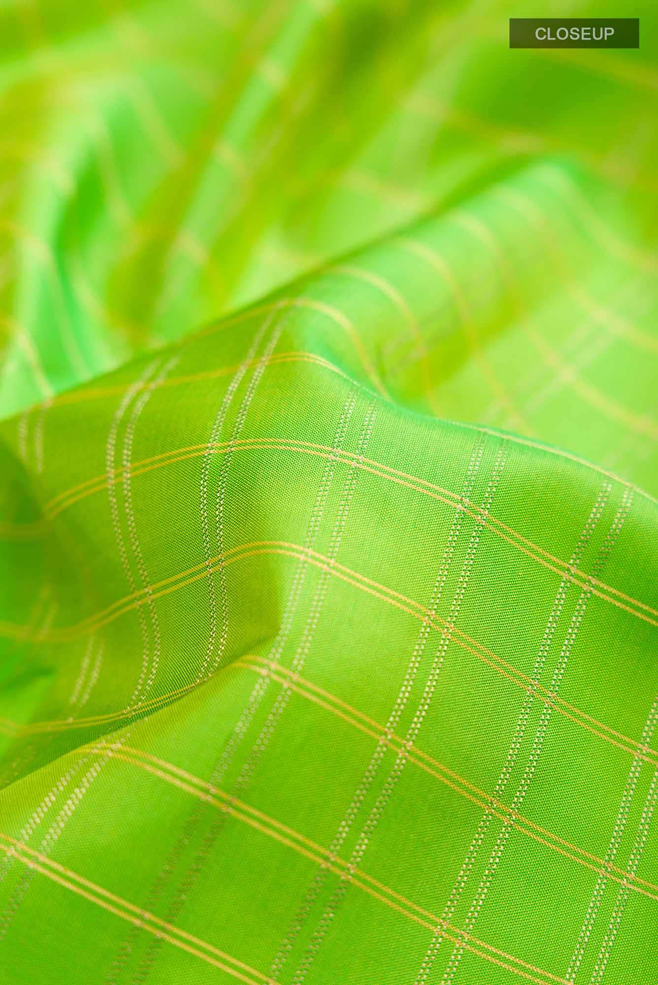 Parrot Green Kanchipuram Silk Saree