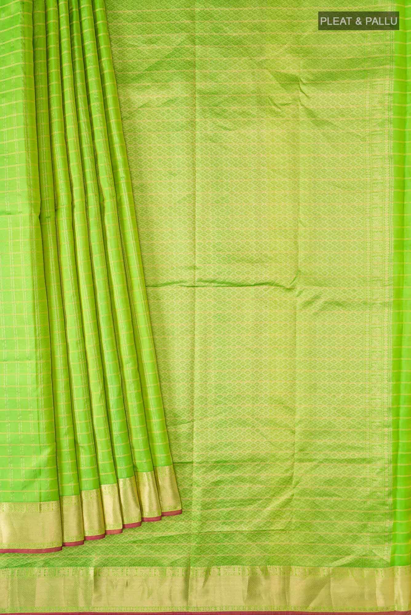 Parrot Green Kanchipuram Silk Saree