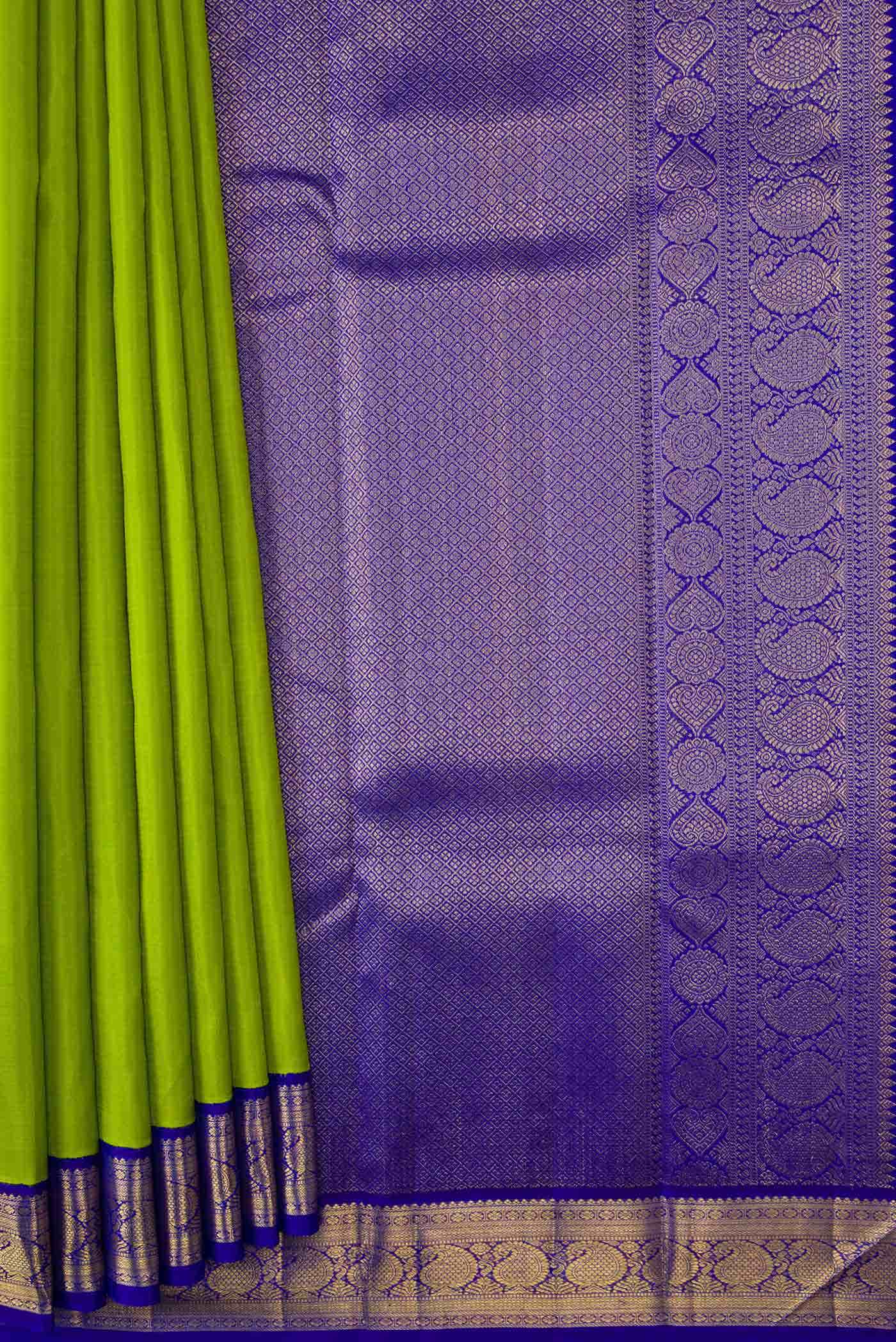 Parrot Green Kanchipuram Silk Saree