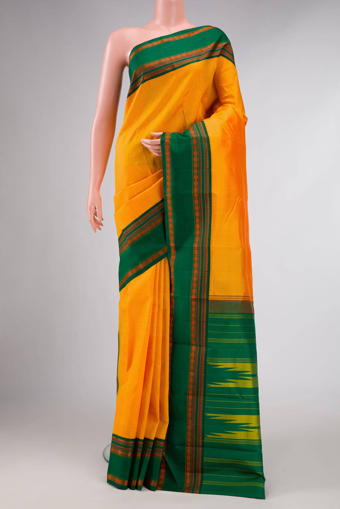 Orange Dual Tone Kanchipuram Silk Saree