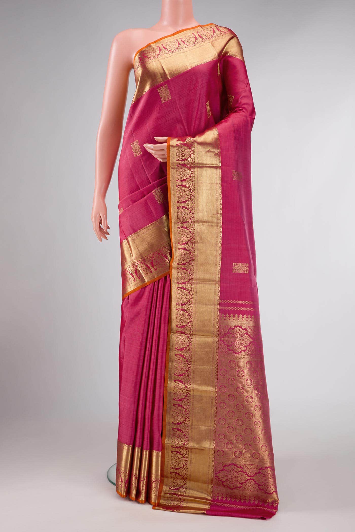 Pink Dual Tone Kanchipuram Silk Saree