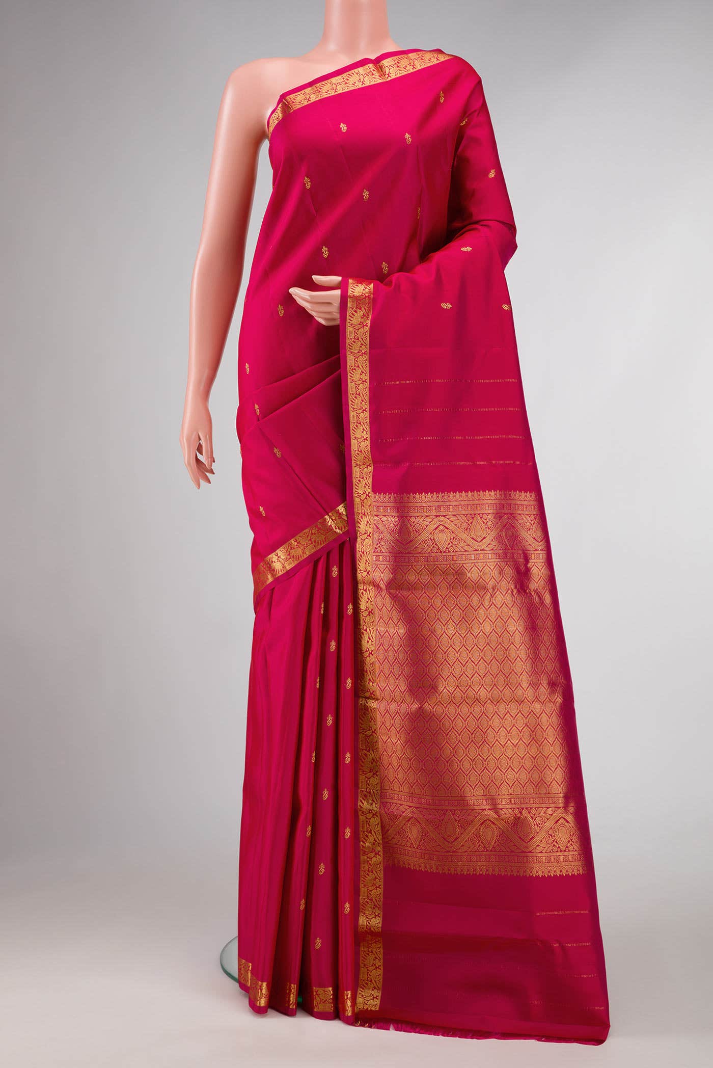 Dark Pink Dual Tone Kanchipuram Silk Saree