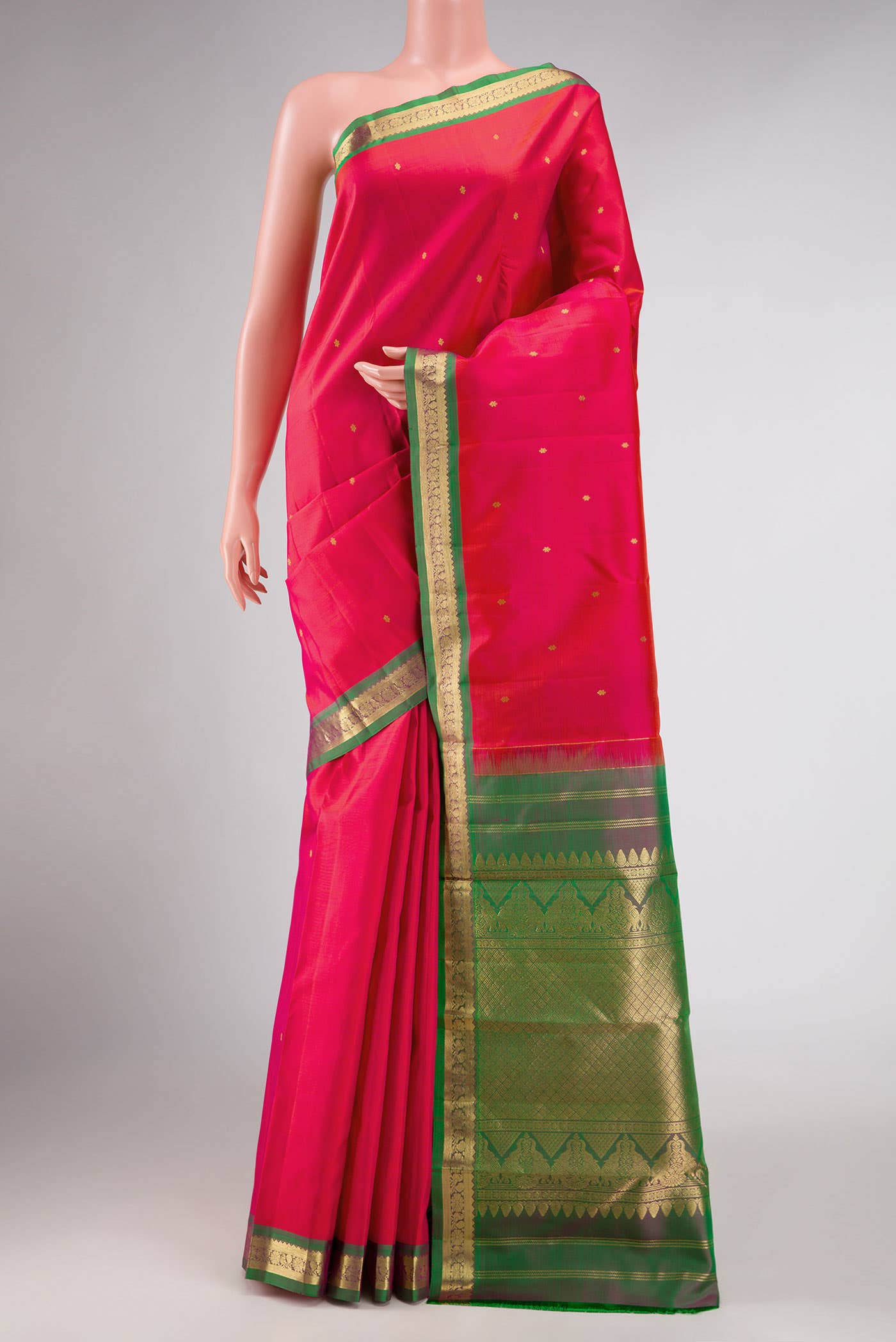 Pink Dual Tone Kanchipuram Silk Saree
