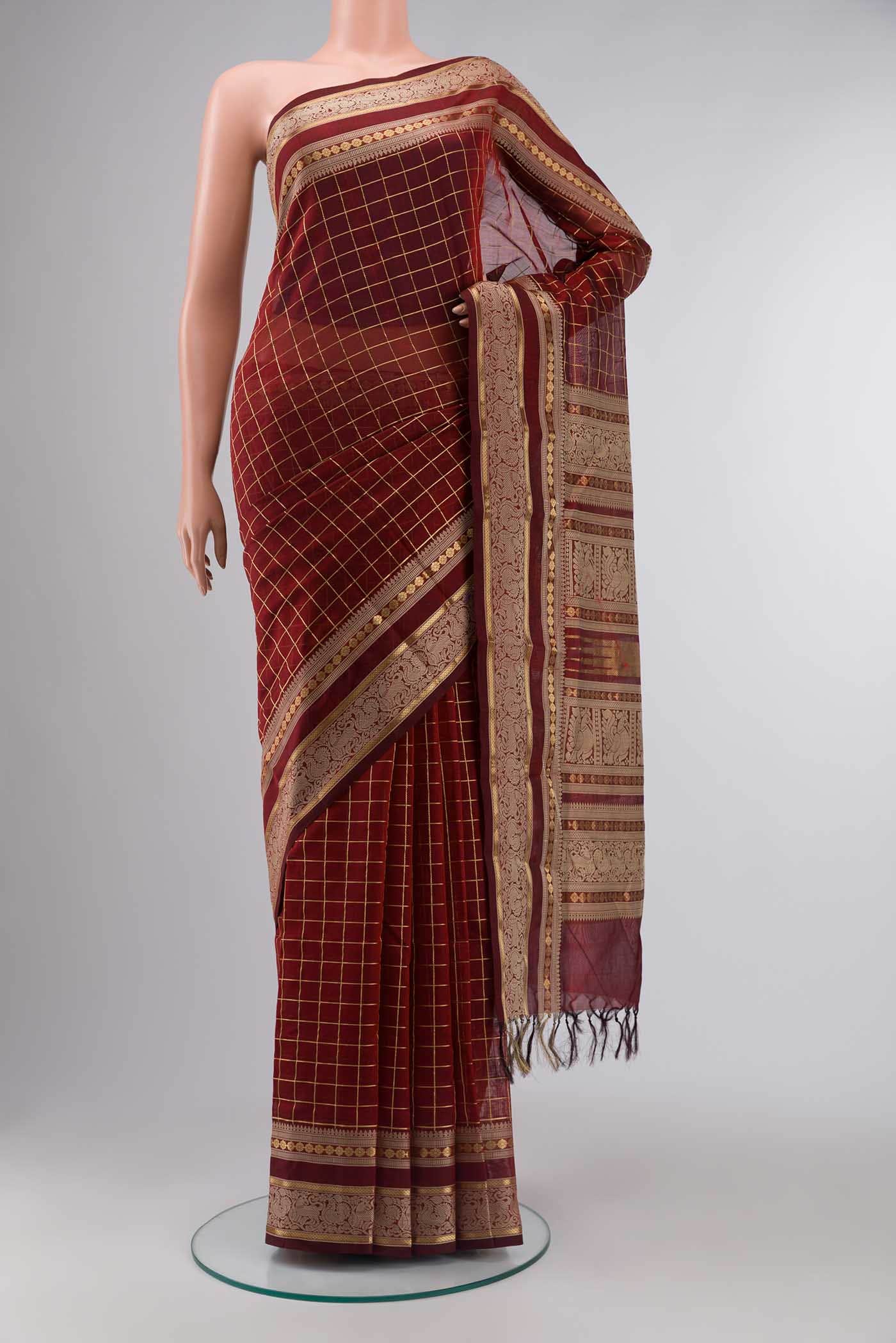 Maroon Silk Cotton Saree
