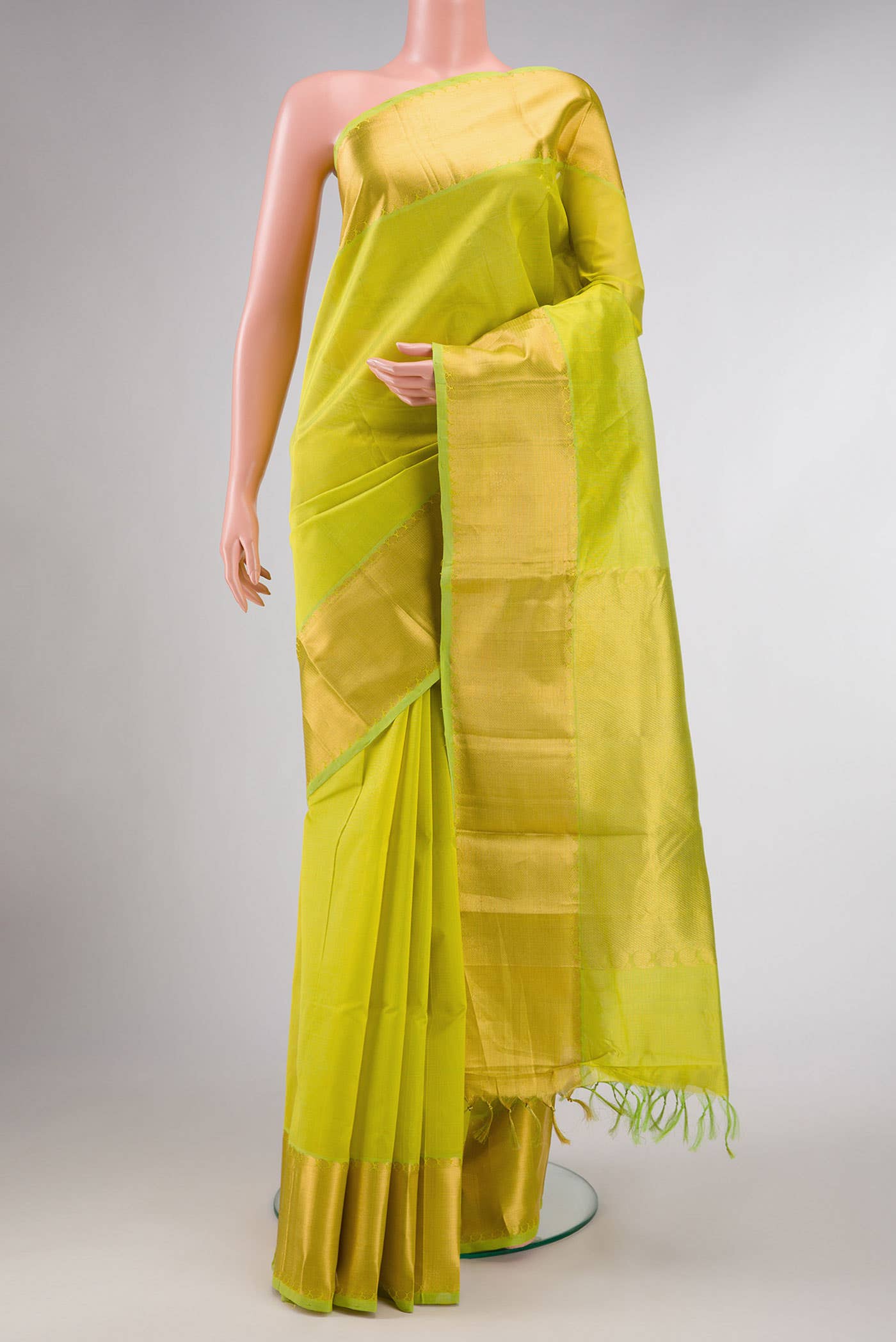 Parrot Green Dual Tone Silk Cotton Saree