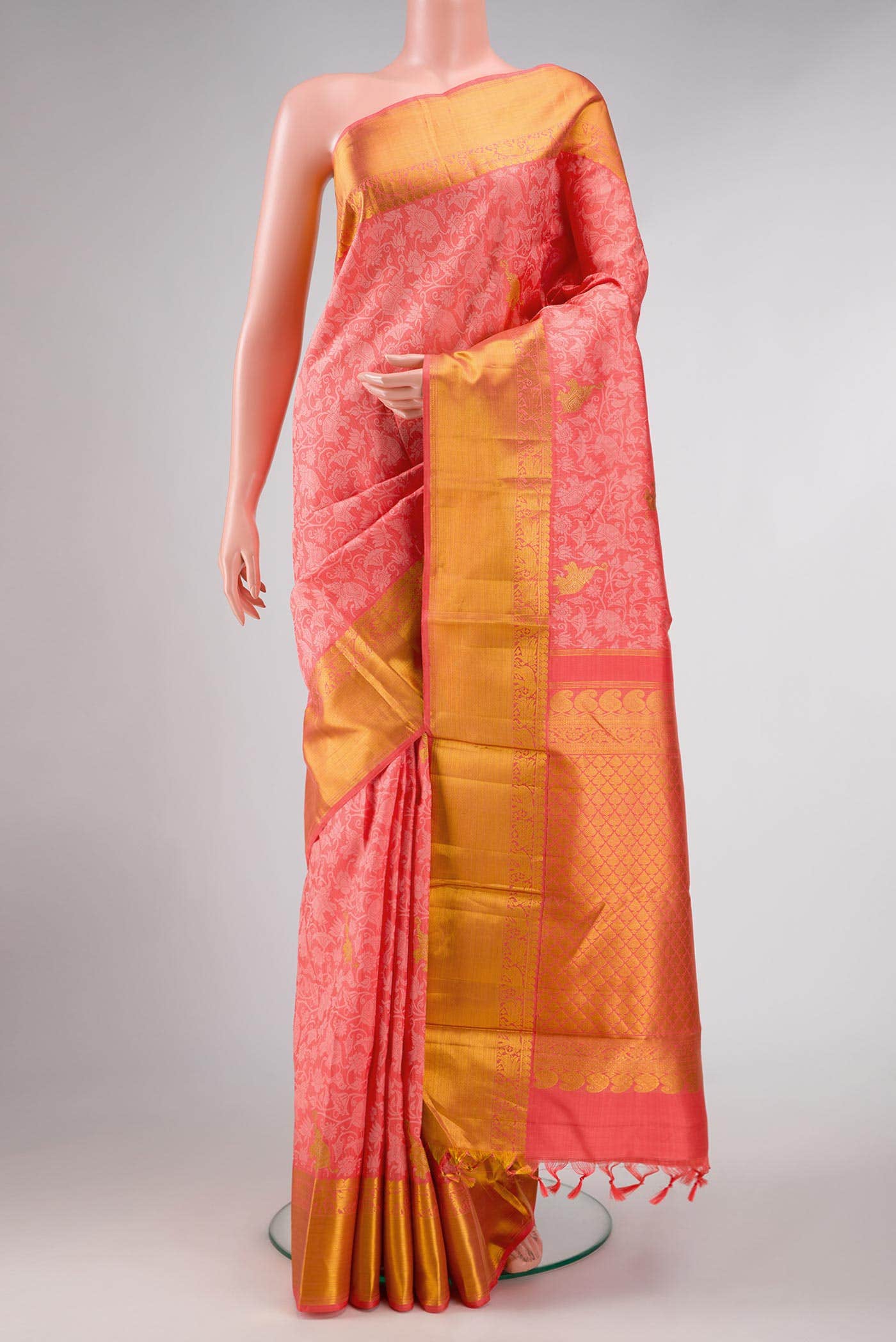 Pink Dual Tone Kanchipuram Silk Saree