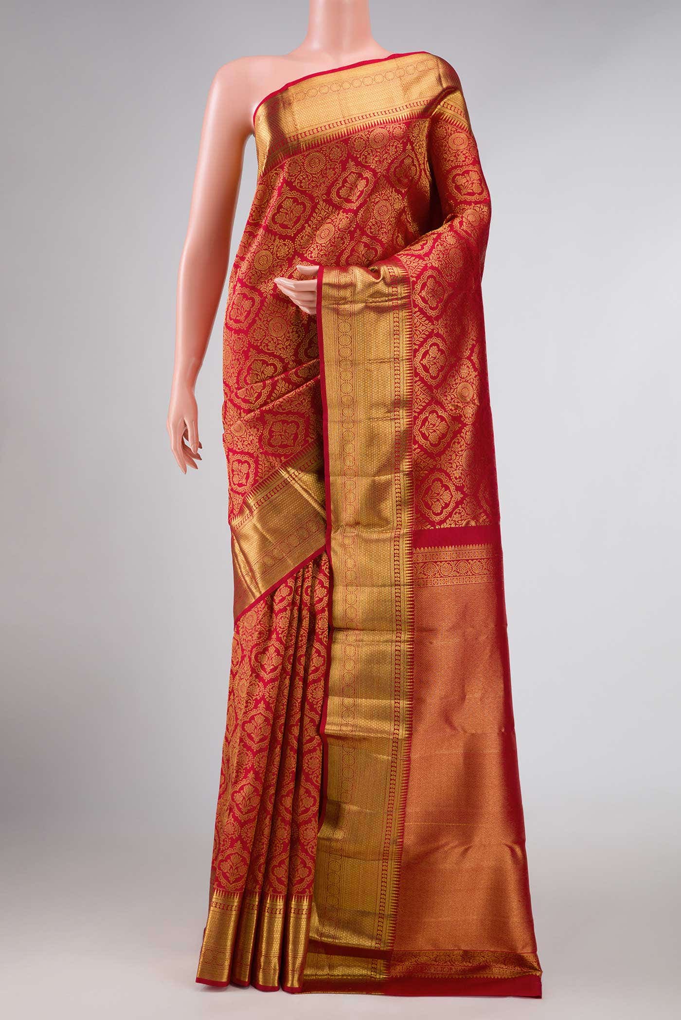 Red Dual Tone Kanchipuram Silk Saree