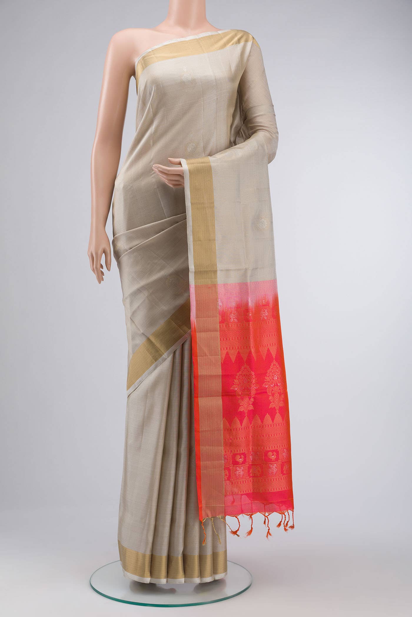 Beige Soft Silk Saree