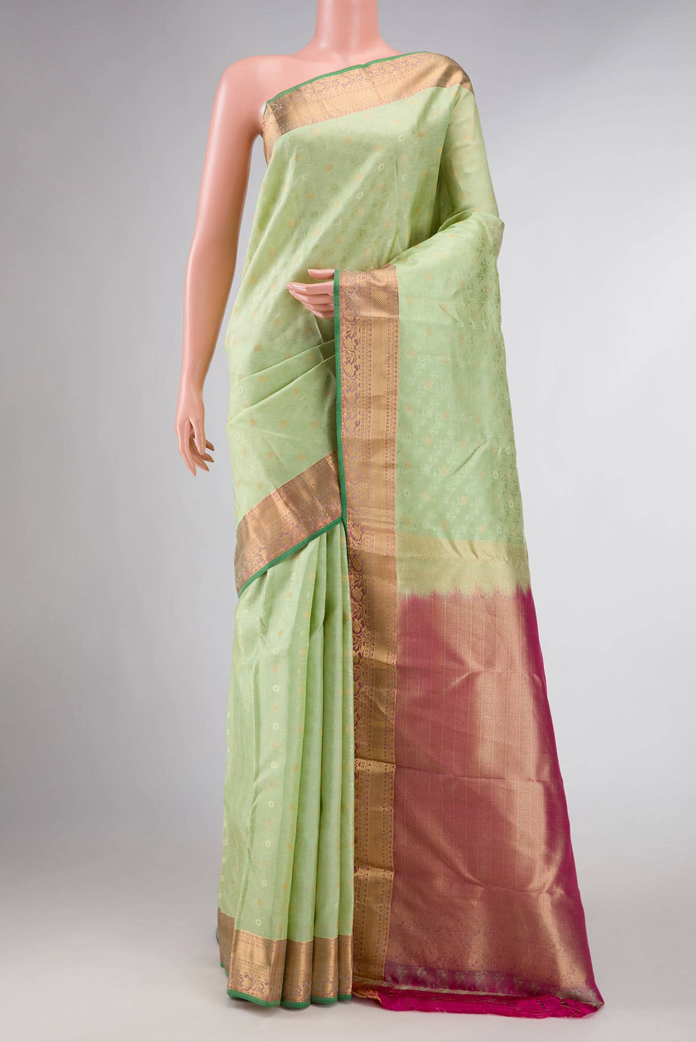 Pista Green Dual Tone Kanchipuram Silk Saree
