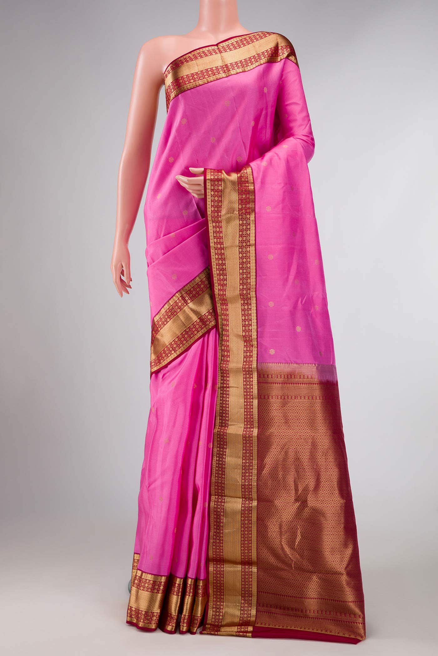 Pink Dual Tone Kanchipuram Silk Saree
