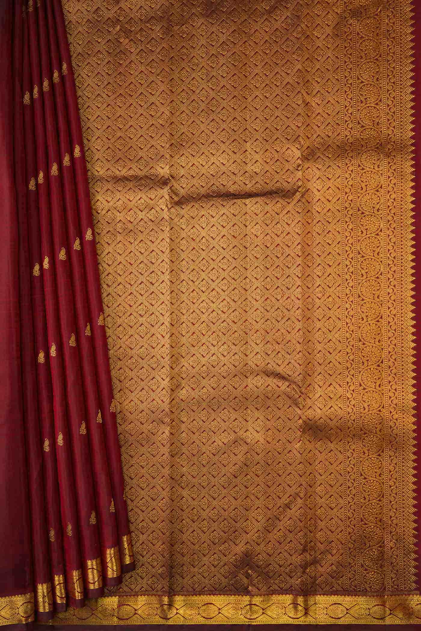 Maroon Dual Tone Kanchipuram Silk Saree