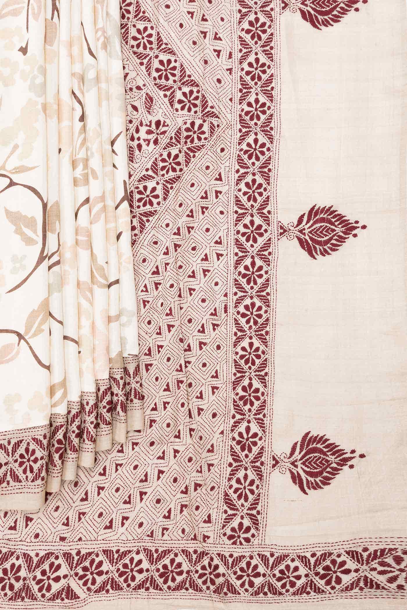 Off White Dual Tone Tussar Silk Saree