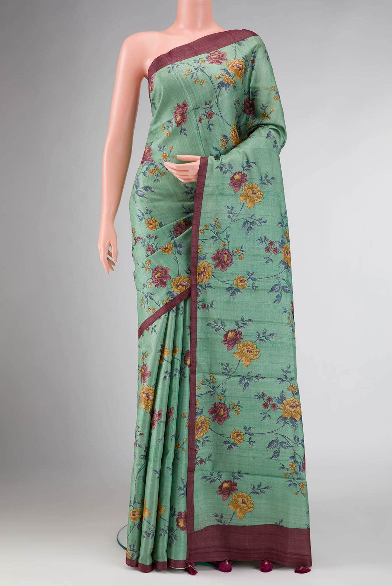 Green Dual Tone Tussar Silk Saree